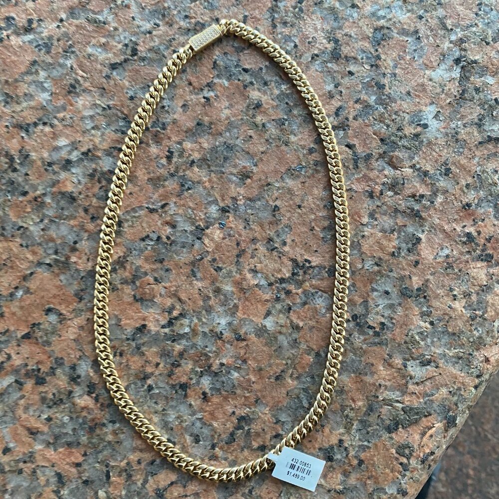 MONACO CUBAN LINK GOLD CHAIN 14K BRAND NEW ITALY JEWELRY 20 INCHS,6.5 MM
